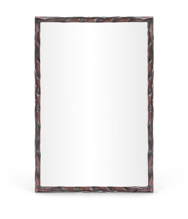 Meridian Furniture Hammer Forged Iron Wall Mirror Handcrafted Antique Frame for Entryway or Living Room Decor Brown 24 inches 66004Brown-M