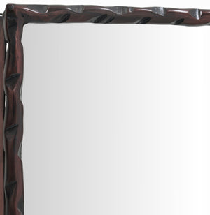 Meridian Furniture Hammer Forged Iron Wall Mirror Handcrafted Antique Frame for Entryway or Living Room Decor Brown 24 inches 66004Brown-M