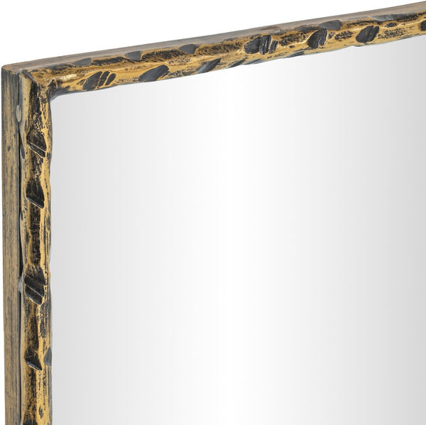 Meridian Furniture Hammer Forged Iron Wall Mirror Handcrafted Antique Frame for Entryway or Living Room Decor Gold 24 inches 66004Gold-M