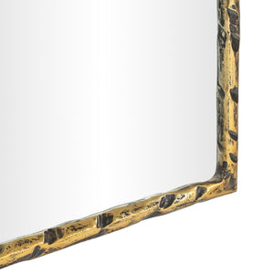Meridian Furniture Hammer Forged Iron Wall Mirror Handcrafted Antique Frame for Entryway or Living Room Decor Gold 24 inches 66004Gold-M