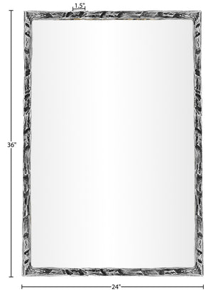 Meridian Furniture Hammer Forged Iron Wall Mirror Handcrafted Antique Frame for Entryway or Living Room Decor Silver 24 inches 66004Silver-M