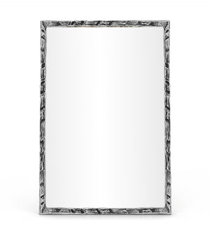 Meridian Furniture Hammer Forged Iron Wall Mirror Handcrafted Antique Frame for Entryway or Living Room Decor Silver 24 inches 66004Silver-M