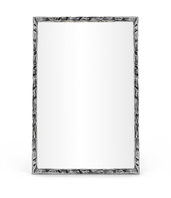 Meridian Furniture Hammer Forged Iron Wall Mirror Handcrafted Antique Frame for Entryway or Living Room Decor Silver 24 inches 66004Silver-M
