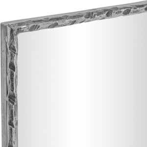 Meridian Furniture Hammer Forged Iron Wall Mirror Handcrafted Antique Frame for Entryway or Living Room Decor Silver 24 inches 66004Silver-M