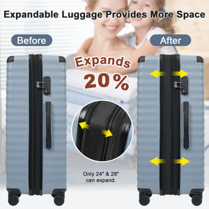 English Elm Luggage 5 Piece Abs Hardshell Travel Set with Usb Port Spinner Wheels and Tsa Lock Sky Blue N732P265290C