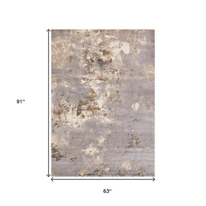 HomeRoots 5' Abstract Area Rug in Taupe, Brown, and Gray - Modern Design for High-Traffic Spaces, Durable & Stylish 5' X 8' 660050