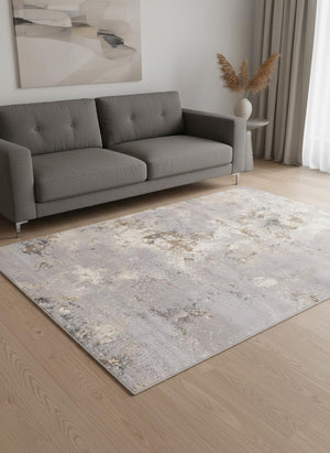 HomeRoots 5' Abstract Area Rug in Taupe, Brown, and Gray - Modern Design for High-Traffic Spaces, Durable & Stylish 5' X 8' 660050