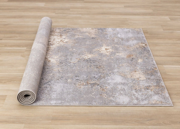 HomeRoots 5' Abstract Area Rug in Taupe, Brown, and Gray - Modern Design for High-Traffic Spaces, Durable & Stylish 5' X 8' 660050