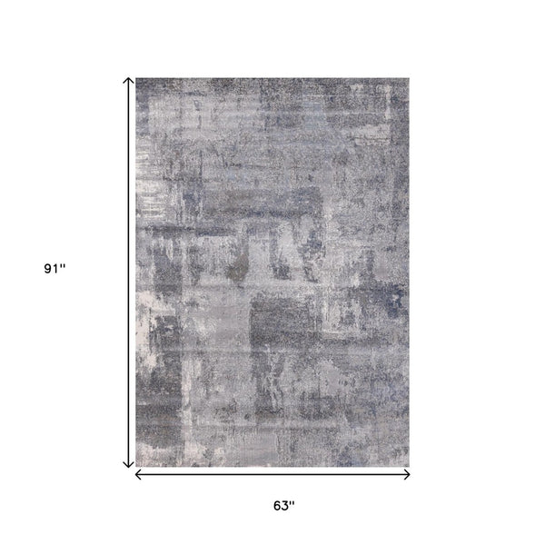 HomeRoots 5' Modern Gray and Ivory Abstract Area Rug - Soft, Stain-Resistant, Ideal for Busy Households 5' X 8' 660052
