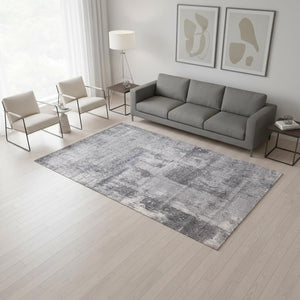HomeRoots 5' Modern Gray and Ivory Abstract Area Rug - Soft, Stain-Resistant, Ideal for Busy Households 5' X 8' 660052