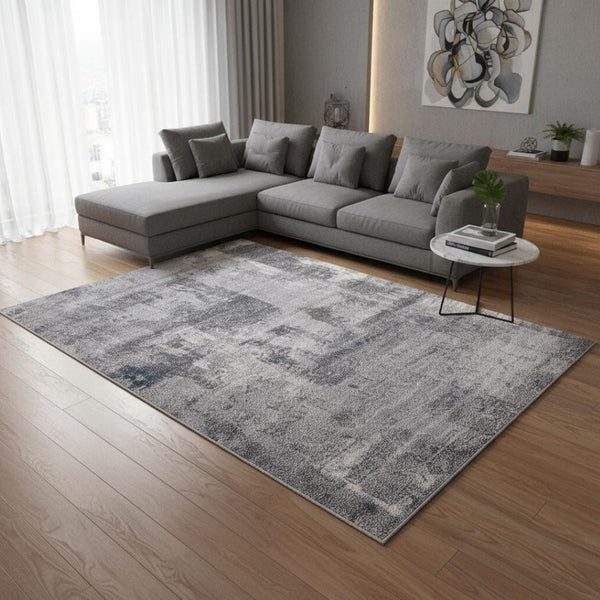 HomeRoots 8' Gray and Ivory Abstract Area Rug - Modern Design, Stain-Resistant, Ideal for High-Traffic Homes 8' X 11' 660053