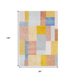 HomeRoots 8' Vibrant Yellow, Orange, and Blue Geometric Area Rug - Modern Design for Stylish Living Spaces 8' X 11' 660055