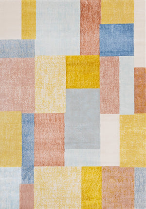 HomeRoots 8' Vibrant Yellow, Orange, and Blue Geometric Area Rug - Modern Design for Stylish Living Spaces 8' X 11' 660055