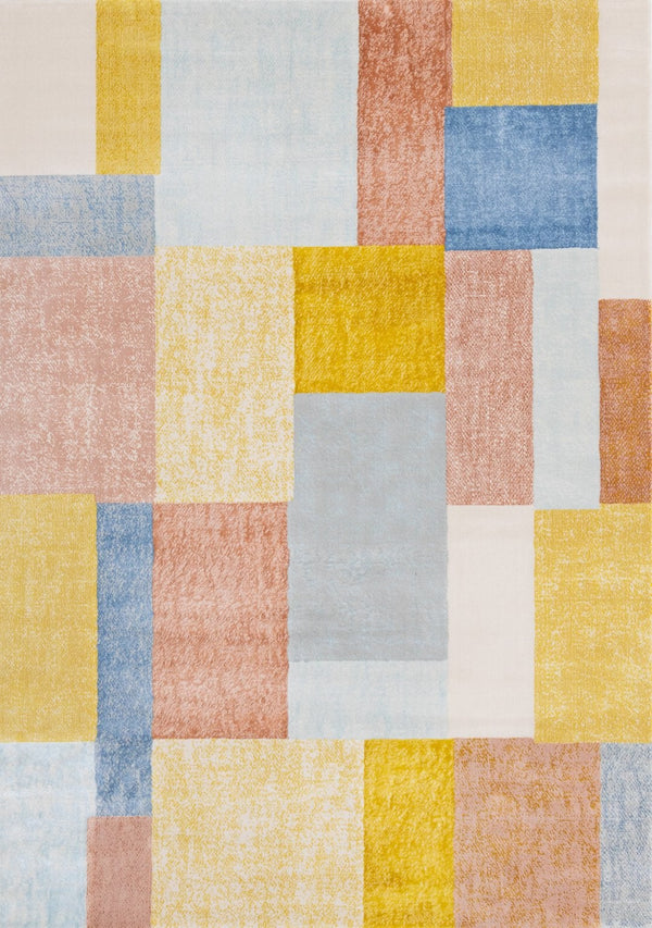 HomeRoots 8' Vibrant Yellow, Orange, and Blue Geometric Area Rug - Modern Design for Stylish Living Spaces 8' X 11' 660055