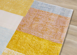 HomeRoots 8' Vibrant Yellow, Orange, and Blue Geometric Area Rug - Modern Design for Stylish Living Spaces 8' X 11' 660055