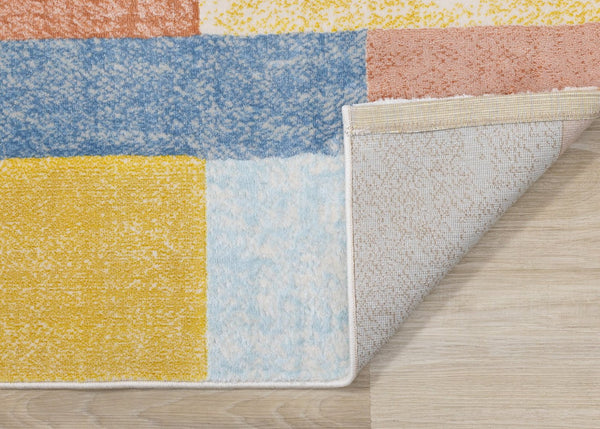 HomeRoots 8' Vibrant Yellow, Orange, and Blue Geometric Area Rug - Modern Design for Stylish Living Spaces 8' X 11' 660055