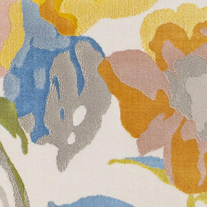 HomeRoots 5' Botanical Leaves Area Rug - Vibrant Yellow, Blue, and Pink Design for Durable, Stylish Living Spaces 5' X 8' 660056