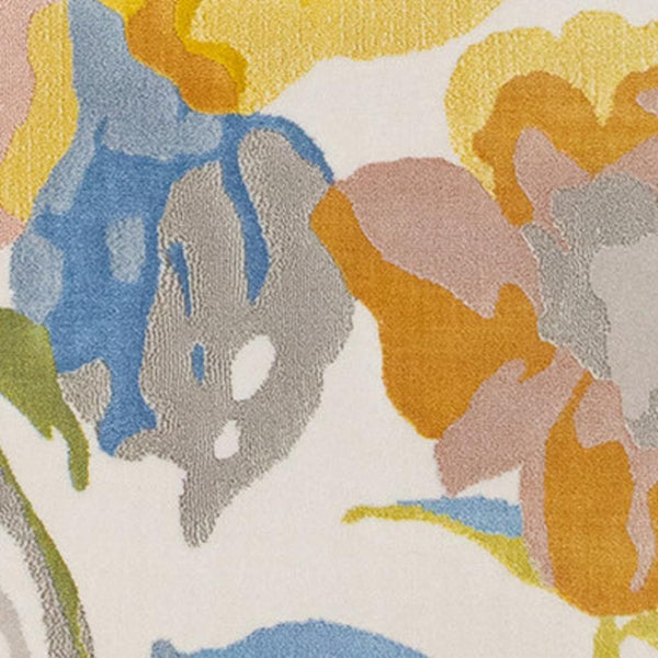 HomeRoots 5' Botanical Leaves Area Rug - Vibrant Yellow, Blue, and Pink Design for Durable, Stylish Living Spaces 5' X 8' 660056