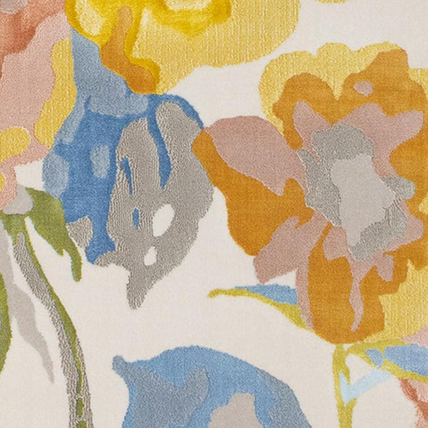 HomeRoots 8' Bright Botanical Leaves Area Rug in Yellow, Blue, and Pink - Durable, Soft, and Stylish Decor 8' X 11' 660057