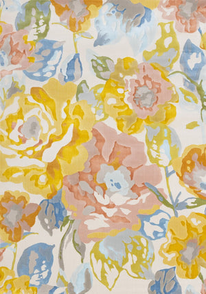 HomeRoots 8' Bright Botanical Leaves Area Rug in Yellow, Blue, and Pink - Durable, Soft, and Stylish Decor 8' X 11' 660057