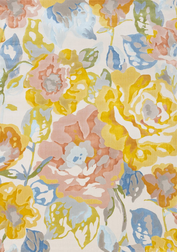 HomeRoots 8' Bright Botanical Leaves Area Rug in Yellow, Blue, and Pink - Durable, Soft, and Stylish Decor 8' X 11' 660057