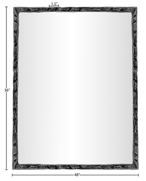 Meridian Furniture Hammer Forged Iron Wall Mirror Handcrafted Antique Frame for Entryway or Living Room Decor Black 48 inches 66005Black-M