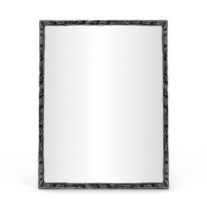Meridian Furniture Hammer Forged Iron Wall Mirror Handcrafted Antique Frame for Entryway or Living Room Decor Black 48 inches 66005Black-M