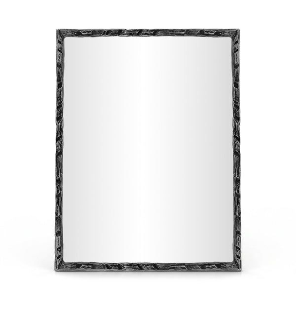 Meridian Furniture Hammer Forged Iron Wall Mirror Handcrafted Antique Frame for Entryway or Living Room Decor Black 48 inches 66005Black-M
