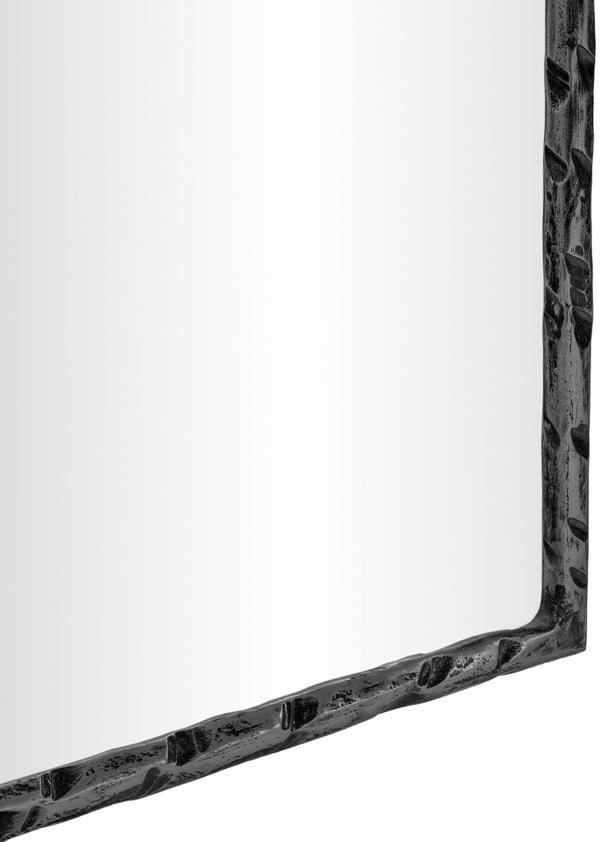 Meridian Furniture Hammer Forged Iron Wall Mirror Handcrafted Antique Frame for Entryway or Living Room Decor Black 48 inches 66005Black-M