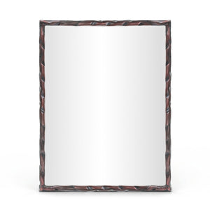 Meridian Furniture Hammer Forged Iron Wall Mirror Handcrafted Antique Frame for Entryway or Living Room Decor Brown 48 inches 66005Brown-M