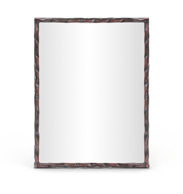Meridian Furniture Hammer Forged Iron Wall Mirror Handcrafted Antique Frame for Entryway or Living Room Decor Brown 48 inches 66005Brown-M