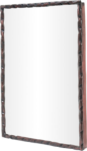 Meridian Furniture Hammer Forged Iron Wall Mirror Handcrafted Antique Frame for Entryway or Living Room Decor Brown 48 inches 66005Brown-M