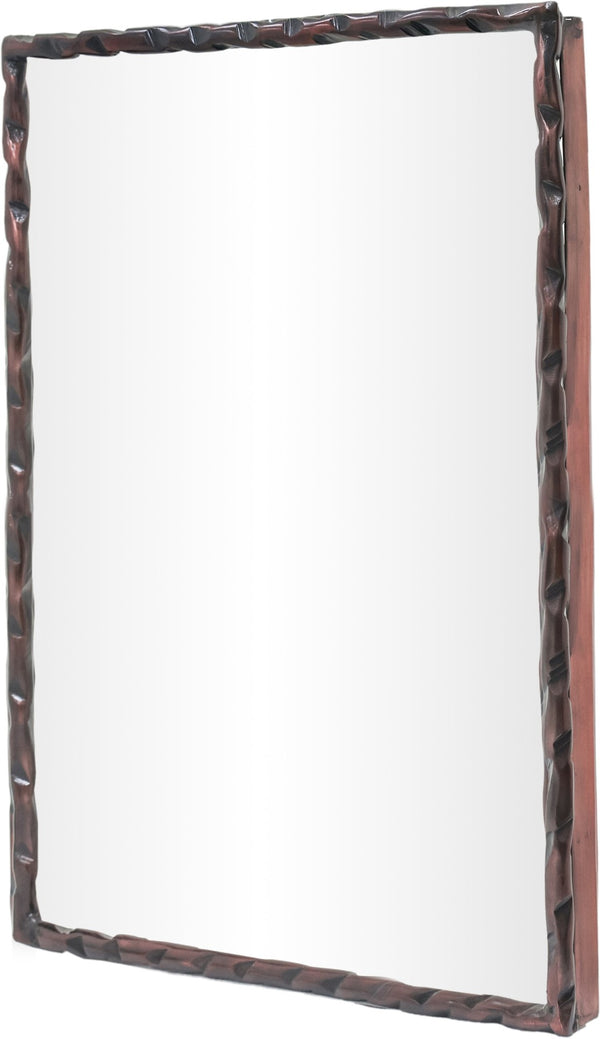Meridian Furniture Hammer Forged Iron Wall Mirror Handcrafted Antique Frame for Entryway or Living Room Decor Brown 48 inches 66005Brown-M