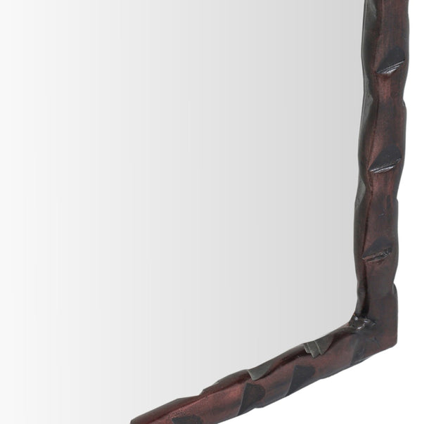 Meridian Furniture Hammer Forged Iron Wall Mirror Handcrafted Antique Frame for Entryway or Living Room Decor Brown 48 inches 66005Brown-M