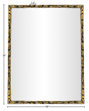 Meridian Furniture Hammer Forged Iron Wall Mirror Handcrafted Antique Frame for Entryway or Living Room Decor Gold 48 inches 66005Gold-M