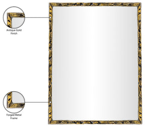 Meridian Furniture Hammer Forged Iron Wall Mirror Handcrafted Antique Frame for Entryway or Living Room Decor Gold 48 inches 66005Gold-M