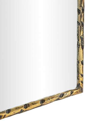 Meridian Furniture Hammer Forged Iron Wall Mirror Handcrafted Antique Frame for Entryway or Living Room Decor Gold 48 inches 66005Gold-M