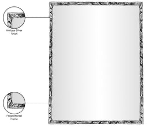 Meridian Furniture Hammer Forged Iron Wall Mirror Handcrafted Antique Frame for Entryway or Living Room Decor Silver 48 inches 66005Silver-M