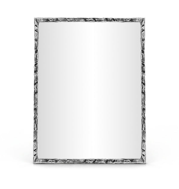 Meridian Furniture Hammer Forged Iron Wall Mirror Handcrafted Antique Frame for Entryway or Living Room Decor Silver 48 inches 66005Silver-M