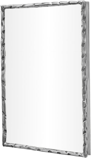Meridian Furniture Hammer Forged Iron Wall Mirror Handcrafted Antique Frame for Entryway or Living Room Decor Silver 48 inches 66005Silver-M
