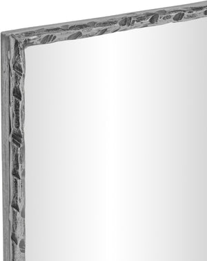 Meridian Furniture Hammer Forged Iron Wall Mirror Handcrafted Antique Frame for Entryway or Living Room Decor Silver 48 inches 66005Silver-M
