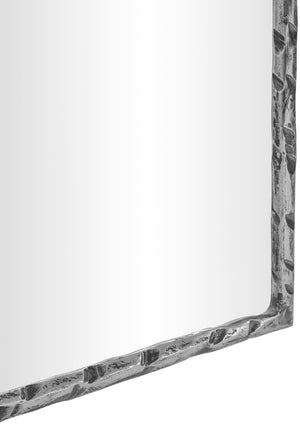 Meridian Furniture Hammer Forged Iron Wall Mirror Handcrafted Antique Frame for Entryway or Living Room Decor Silver 48 inches 66005Silver-M