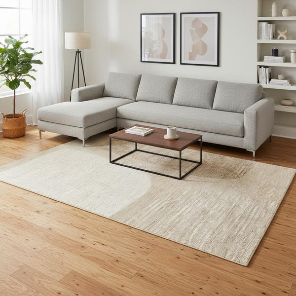 HomeRoots 8' Beige and Cream Abstract Area Rug – Contemporary Design for High Traffic Homes with Easy Care 8' X 11' 660064