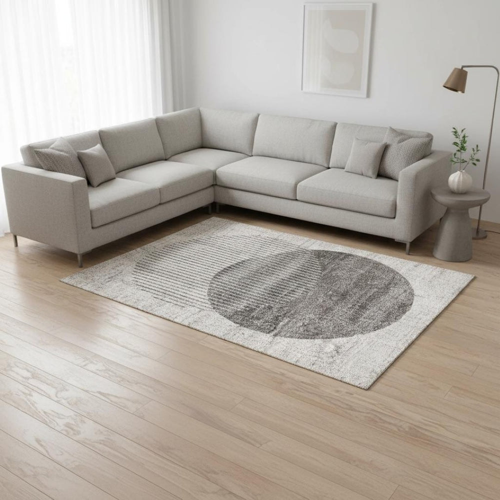 HomeRoots 8' Modern Gray and White Geometric Area Rug – Durable, Stain-Resistant Design for High-Traffic Spaces 8' X 11' 660068