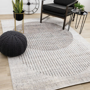 HomeRoots 8' Modern Gray and White Geometric Area Rug – Durable, Stain-Resistant Design for High-Traffic Spaces 8' X 11' 660068