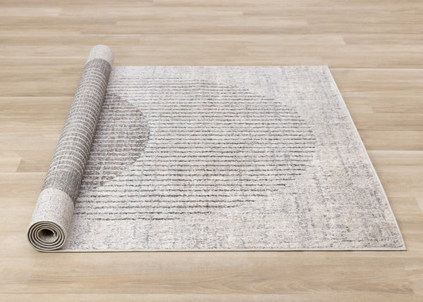 HomeRoots 8' Modern Gray and White Geometric Area Rug – Durable, Stain-Resistant Design for High-Traffic Spaces 8' X 11' 660068