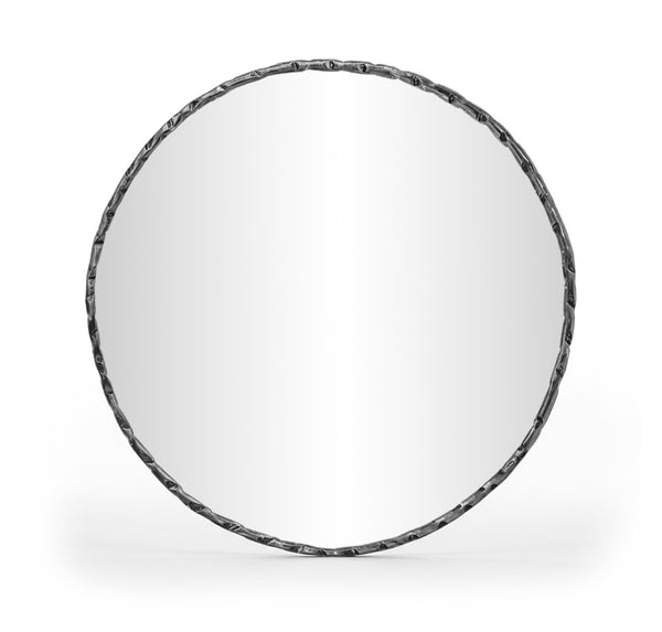 Meridian Furniture Hammer Forged Iron Wall Mirror Handcrafted Antique Frame for Entryway or Living Room Decor Black 36 inches 66006Black-M