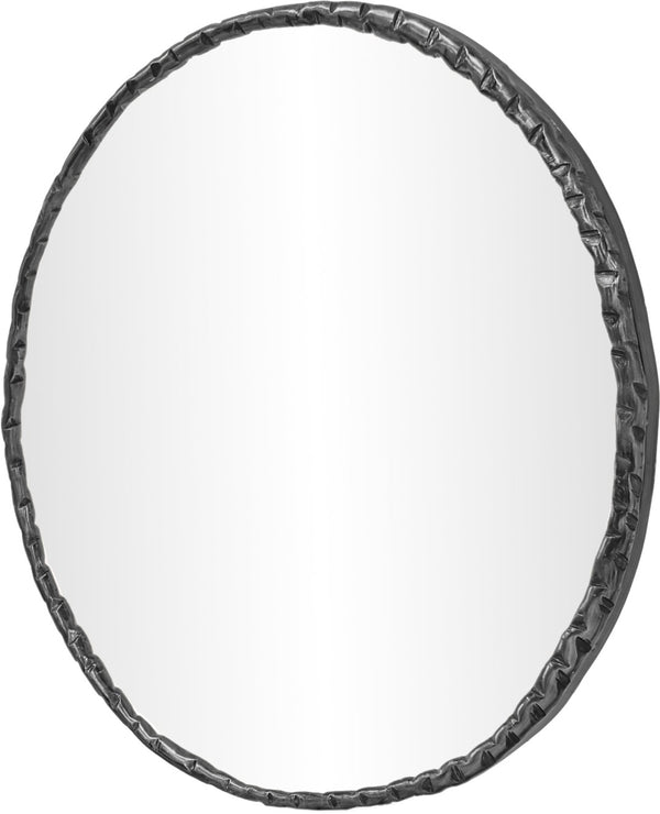 Meridian Furniture Hammer Forged Iron Wall Mirror Handcrafted Antique Frame for Entryway or Living Room Decor Black 36 inches 66006Black-M
