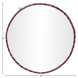 Meridian Furniture Hammer Forged Iron Wall Mirror Handcrafted Antique Frame for Entryway or Living Room Decor Brown 36 inches 66006Brown-M