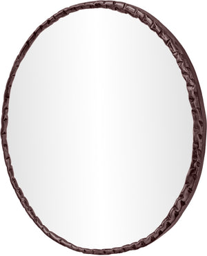 Meridian Furniture Hammer Forged Iron Wall Mirror Handcrafted Antique Frame for Entryway or Living Room Decor Brown 36 inches 66006Brown-M